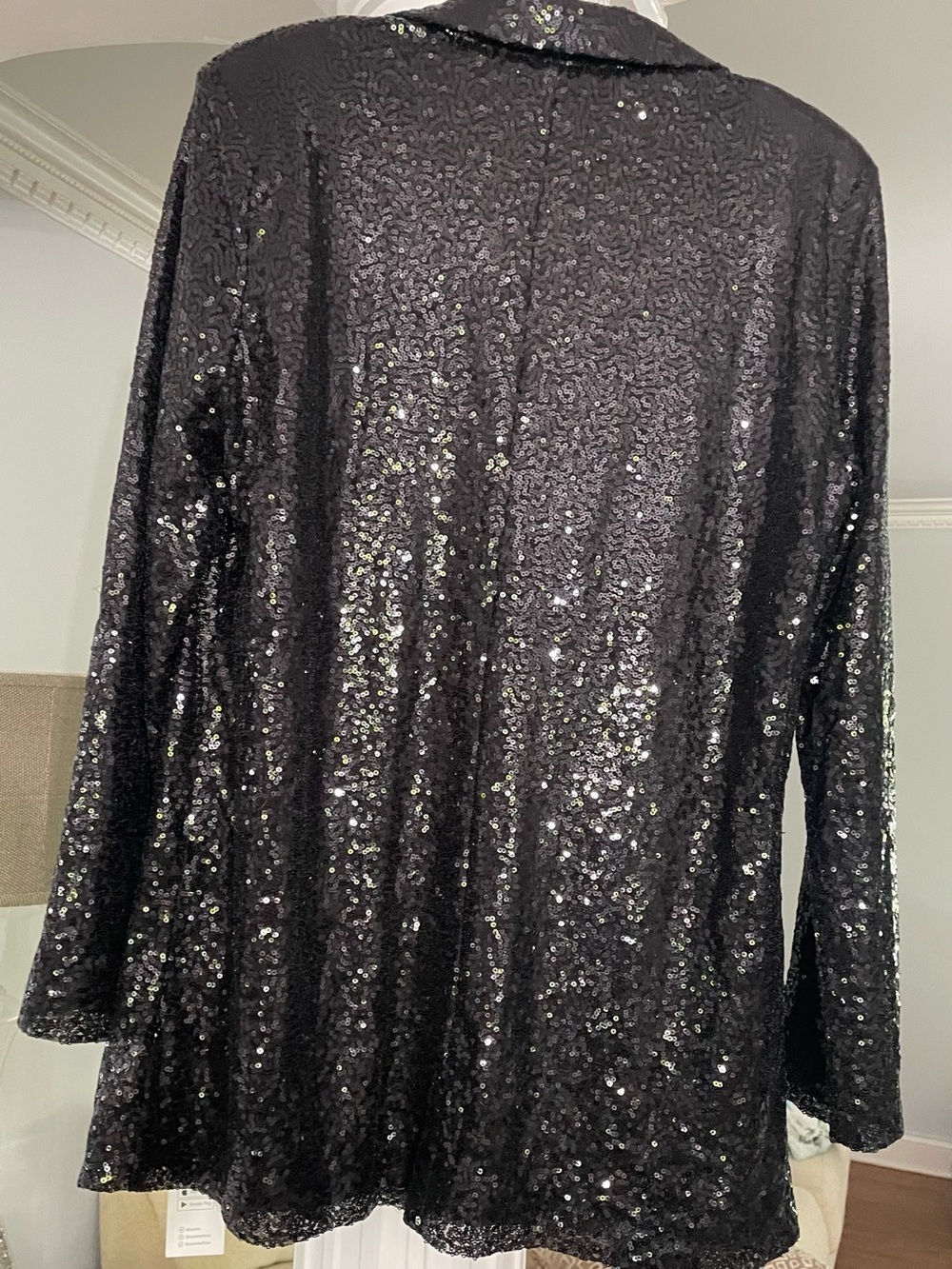 Cupshe women’s size medium Black Sequin open front blazer/jacket - Picture 2 of 6